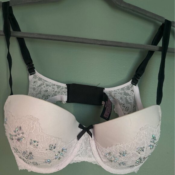 Y2K Barbiecore Pale Pink Sequin Balconet Bra 34D Lingerie Glam Sparkly Romantic - Picture 1 of 5